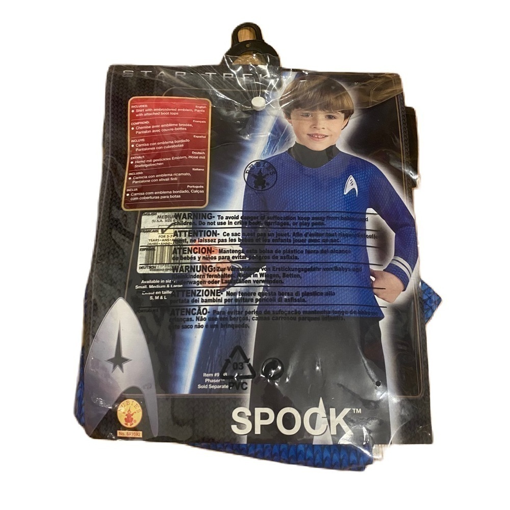 Spock Star Trek Costume Medium Kids Rubie’s Halloween Blue Black